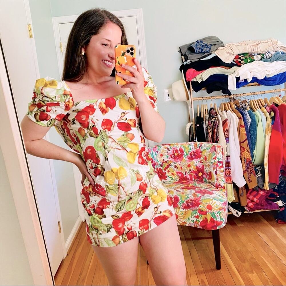 Tuckernuck Cara Cara Fruit Puff Sleeve Mini Dress XS